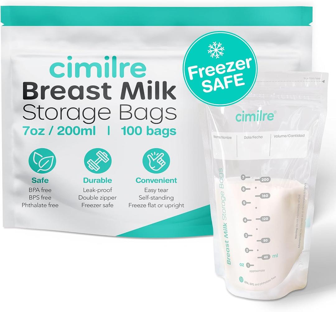 Breast Milk Storage Bags, 7 oz, 100 Count
Leak-proof design, freeze flat or upright, presterilized, easy-pour spout, BPA, BPS, Phthalate-free material