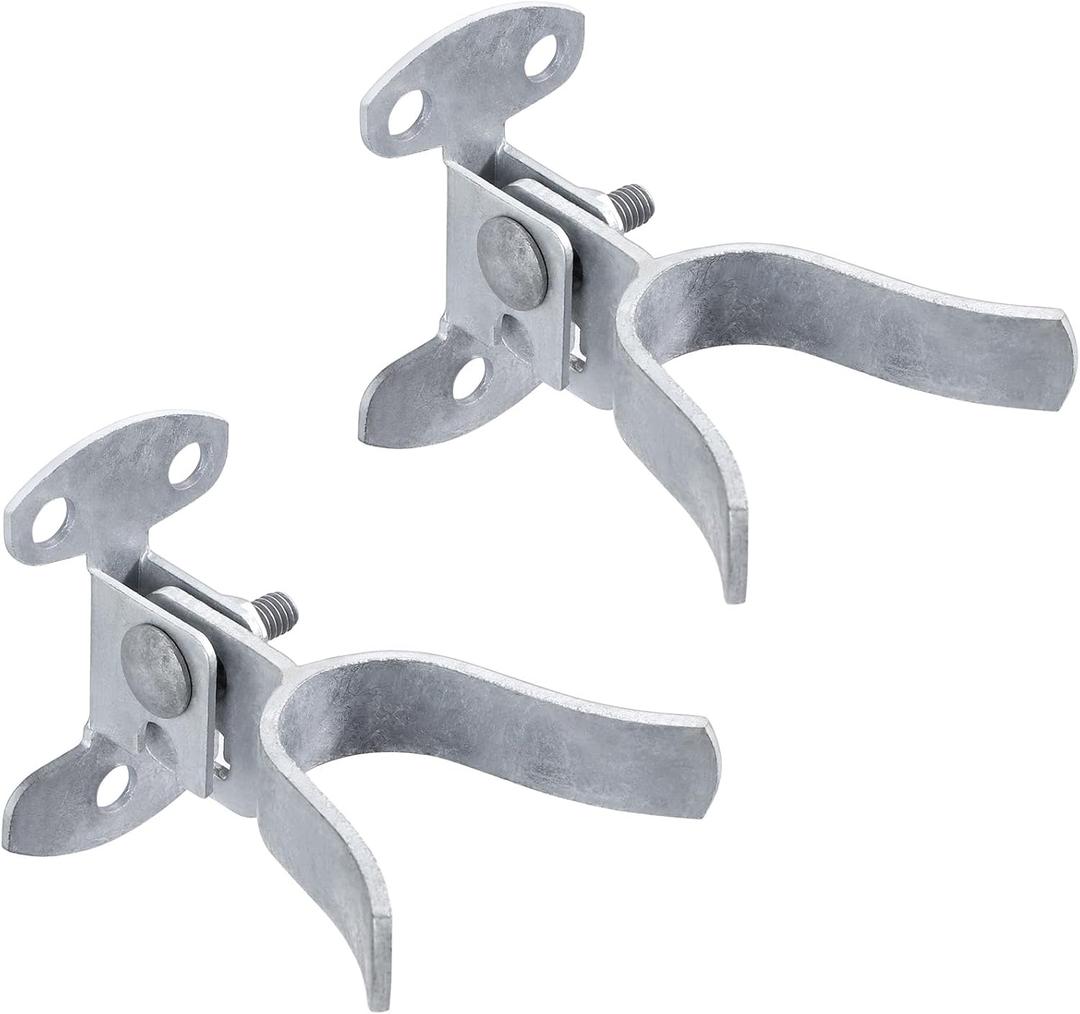 1-3/8" Chain Link Fence Gate Latch, Wall Mount (Flat Back) Metal Gate Fork Latch Hardware with Lag Bolt for Fence Gate Frames, Easily Mounts to Post or Wall (1-3/8"-2 PCS)