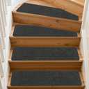 PURE ERA Cuttable Carpet Stair Treads 36 X 9.5 Inch Dark Gray 14 Pcs | Self Adhesive Peel and Stick Non Slip Stair Treads for Wooden Steps,Washable Reusable, Trimable Stair Protector, Reduce Noise
