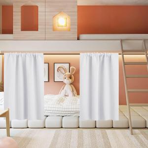 RYB HOME Basement Bathroom Kitchen Cafe Privacy Curtains, Short Insulating Light UV Heat Blocking Privacy Curtain Tiers for Laundry Room, Width 34 by Length 30, Pure White, 2 Panels