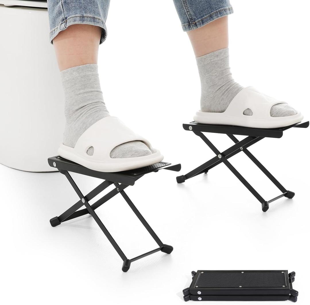 Foldable Toilet Stool - Portable Travel Poop Stool for Toilet, 7" and 9" Adjustable Heights, Improve Bathroom Posture and Comfort