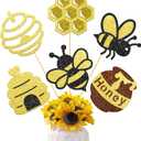 Honey Bee Party Centerpiece Sticks Glitter Bee Birthday Decorations 12PCS Happy Bee Day Table Toppers Beehive Table Centerpieces for Kids Oh Babee Baby Shower Supplies