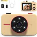 Toddler Digital Camera for Girls,Kids Camera Toy for 3-8 Year Old Girls,Children Selfie Video Camcorder with 1080p Dual Lens,Christmas Birthday Gifts for Boys Girl Age 3-8 with 32g Tf Card-Apricot