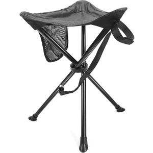 Camping Stools, Tripod Chair for Camping, Lightweight Chair, Adjustable Carry Strap for Easy Transport, Outdoor Adventures Black