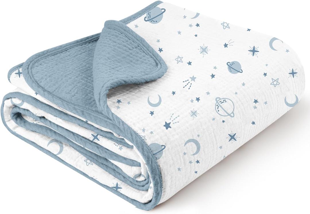 Konssy Muslin Baby Blankets for Girls Boys, 100% Cotton Crib Blanket for Infant Toddler, Super Soft and Lightweight Nursery Swaddling Wrap 40"x36" (Star) Konssy Muslin Baby Blankets for Girls Boys, 100% Cotton Crib Blanket for Infant Toddler, Super Soft and Lightweight Nursery Swaddling Wrap 40"x36" (Star)