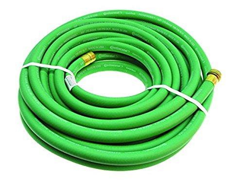 Continental Pathfinder Green EPDM Rubber Garden Hose, 5/8" ID x 50' Length Reel, 100 PSI Max Working Pressure, 5/8" Male x Female Brass NPT Fittings