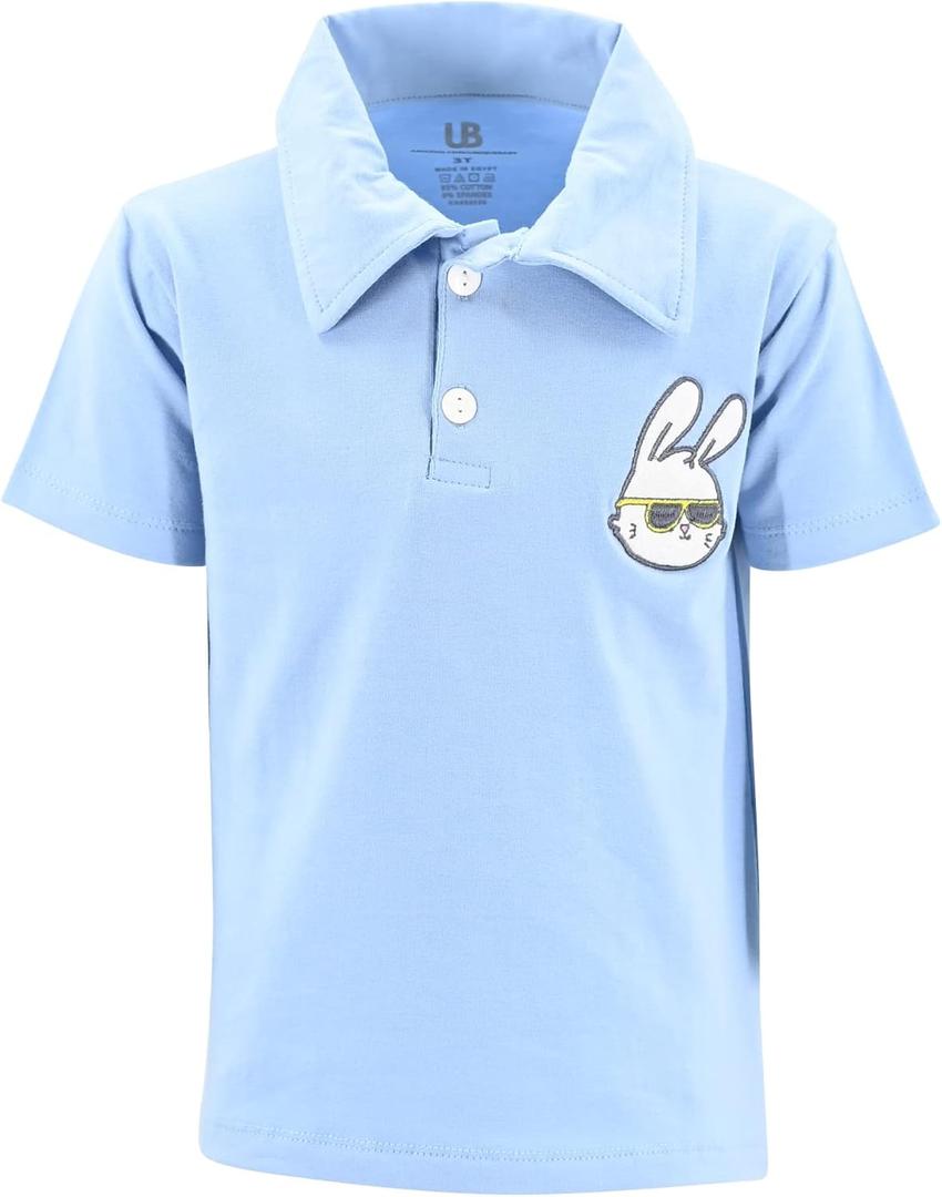 Unique Baby Moisture Wicking Kids Polo Shirts for Toddler Boys Polo Shirt (5T, Bunny)