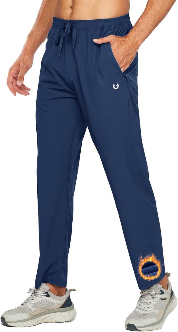 NORTHYARD Men's Fleece Lined Pant Winter Warm Sweatpant Wind Cold Weather Pants Running Athletic Workout Gym Joggers (Blue, XXXL)