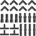 100PCS Drip Irrigation Fittings Kit, Kalolary 1/2 Inch Soaker Hose Connectors Irrigation Tube Fittings Water Hose Connector for 16mm Tube, Barbed Tees, Elbows, Couplings, End Plugs, Straight Barbs
