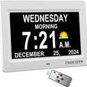 TROCOTN Dementia Clock, Calendar Clock Large Display with Custom Alarms. (7 inch White)