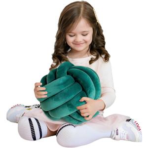 Knot Ball Pillows, Round Throw Pillow Cushion Home Decoration Soft Plush Pillow, Throw Knotted Ball Pillow Handmade Children Room Decoration Round Plush Toy Pillow (Dark Green,11"/28cm)