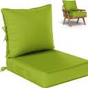 Outdoor Seat Cushion Set 22 L x 24 W x 5 H Inch Waterproof & Fade Resistant Patio Furniture Cushions with Removable Cover with Handle and Straps for Sofa Chairs, Chairs, Grass Green