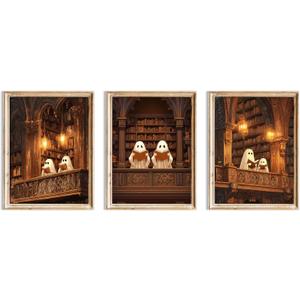 TracyArt Ghost Decor, Halloween Wall Decor - Horror Gifts, Halloween Poster, Unframed 3 Pcs 13" x 17"