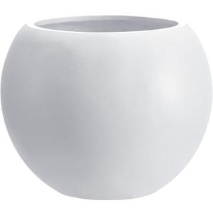 13.5 H x 17" Dia (12" Pot Opening) White Round Fiberstone Tall Planter with Drainage Hole, Indoor/Outdoor Large Plant