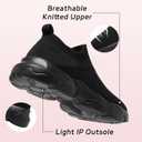 LDJ Womens Lightweight Slip on Walking Shoes Comfort Breathable Nurse Shoe Mesh Sock Casual Fashion Tennis Running Sneakers (8.5, Black)