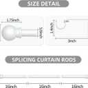 Thestoa Curtain Rods for Windows 66-120 Inch, 5/8" White Curtain Rods, Stainless Steel Small Curtain Rod for Bedroom, Living Room,Kitchen,Farmhouse, Outdoor Curtain rod White