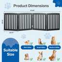 DUMOS Pet Gate for Dogs and Cats, 24 Inch 4 Panels Foldable Wooden Freestanding Dog Gate with Hinge Design, Indoor Portable Extra Wide Dog Fence Pet Barrier for Doorways, Stairs, Kitchen, Black