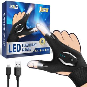 BIIB Fathers Day Mens Gifts for Husband Dad Rechargeable Flashlight Gloves, Birthday Gifts for Men Dad Grandpa, Fathers Day Gift from Daughter Son Wife, Cool Gadgets Camping Fishing Essentials