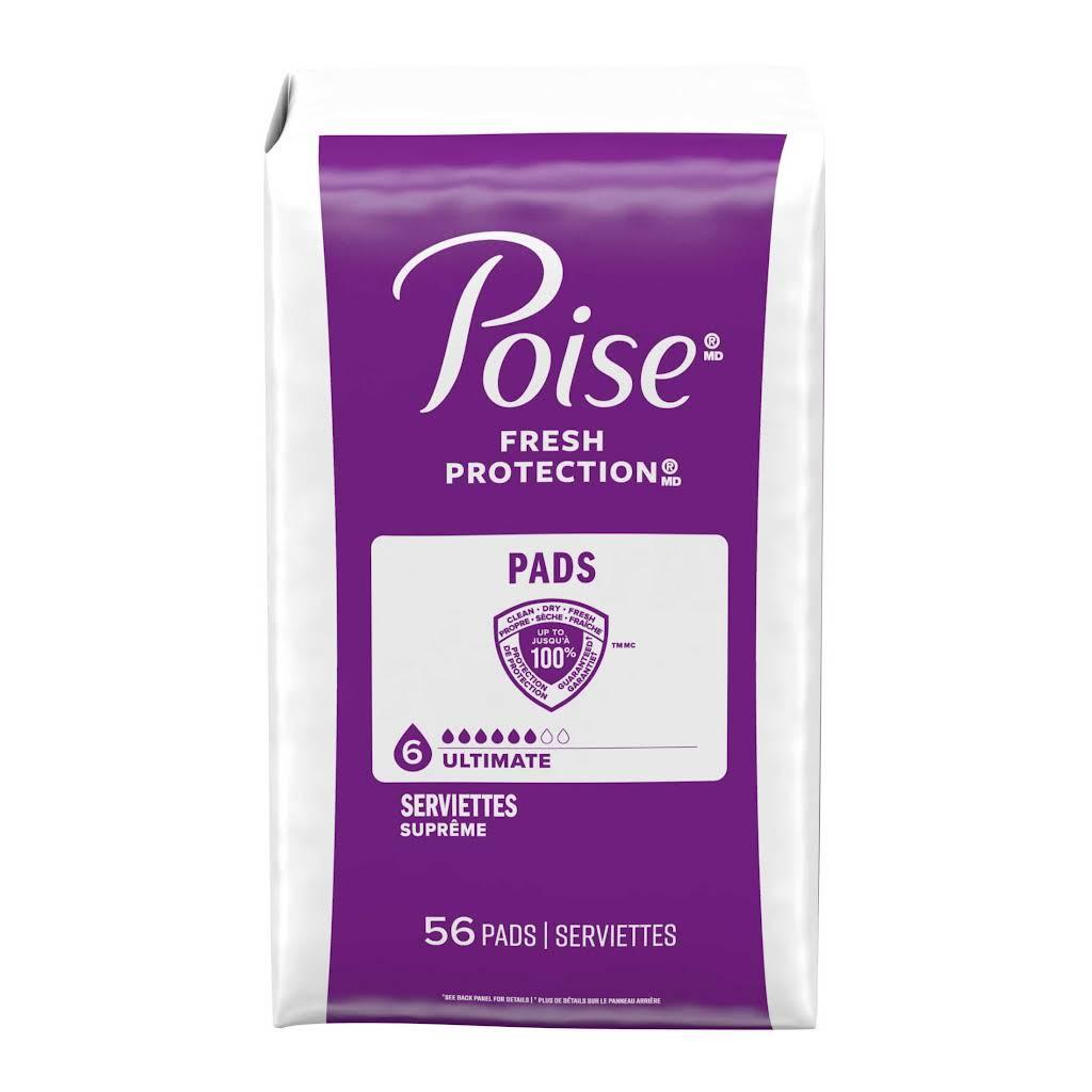 Poise Incontinence Pads for Women, 6 Drop Ultimate Jordan 56ct