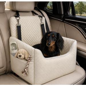 ALL GOOD PET SUPPLIES Dog Car Seat for Small/Medium Dogs Under 35lbs, Soft Booster Car Seat with Detachable Washable Cover and Cushion, Puppy Dog Car Bed