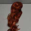 Girls Dark Orange Wig Kids Long Dark Orange Wig with Flat Bangs for Girls Child Wavy Curly Wigs Heat Resistant Synthetic Wigs with Cap