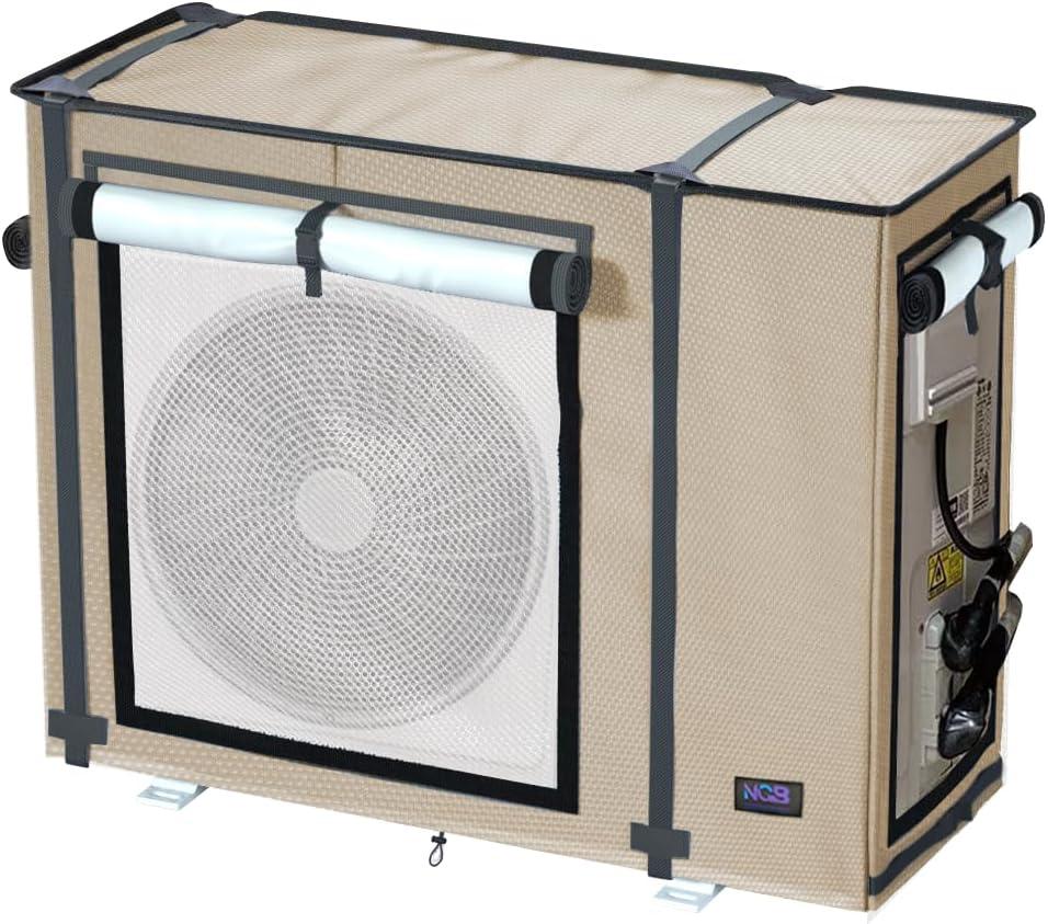 NGB Mini Split Cover, 29.1x 11.8x 21.7 Inch Air Conditioning Condensing HVAC Outdoor Unit Cover, Waterproof, Windproof, Snowproof, For All Seasons, Khaki Color