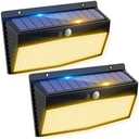 2 Pack 368 LED Solar Motion Sensor Lights Outdoor, Solar Fence Lights with 3 Lighting Modes, Solar Powered Security Lights Waterproof for Outside Yard Wall Garden Backyard Step, Warm White