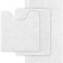 White Bathroom Rugs Chenille Bath Mat Set 3 Piece, Extra Soft, and Absorbent Shaggy Rugs, Machine Wash and Dry, Perfect Plush Carpet Mats for Tub, Shower, Bathroom Rug Mats