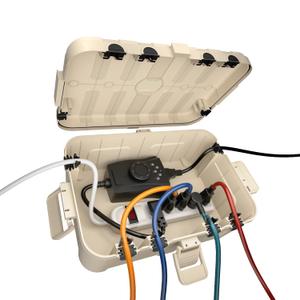 Flemoon Outdoor Electrical Box Waterproof, IP54 Waterproof Extension Cord Cover, Protect Outlet, Plug, Socket, Timer, Power Strip, Holiday Light, Large Weatherproof Connection Box, Almond
