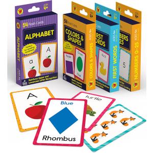 Carson Dellosa Toddler Flash Cards 4 Pack, Alphabet Flash Cards, Sight Word Flash Cards, Colors & Shapes Flash Cards, Number Flash Cards, Math & Phonics Kindergarten - Preschool Learning Activities 4+