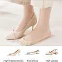 MANZI 6 Pairs Toe Topper Liner Socks for Women Ultra Low Cut No Show Half Socks with Sling Back for Heels Dress Shoes (Beige)