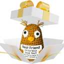 2 x CREEK CLOUD Positive Crochet Animal Gift, Owl Emotional Support Crochet Cute Ornament with Positive Card, Birthday Ester Gift for Women Men Coworkers Friend, Funny Desk Decor for Office Home