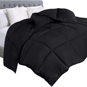 Utopia Bedding Comforter Duvet Insert, Quilted Comforter with Corner Tabs, Box Stitched Down Alternative Comforters King Size (Black) (King (Pack of 1))
