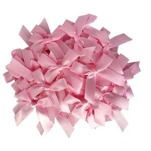 50 Pcs Pink Ribbon Bows, 2.8 Inch Satin Fabric Bows, Mini Bows for Gift Wrapping Wedding Party Decorations (Pink)