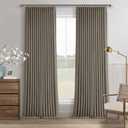 Dark Taupe 96 Inch Blackout Pinch Pleated Curtains 2 Panel Set for Living Room Darkening Thick Linen Textured 100% Black Out Drapes 96 Inches Long Pinch Pleat Light Blocking Bedroom Brownish Gray
