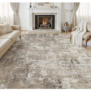 Area Rugs 7x9 Living Room: Washable Large Abstract Modern Neutral Rugs Soft Non Slip Stain Resistant Low Pile Carpet for Bedroom Dining Nursery Home Office Room Home Decor - Brown Grey