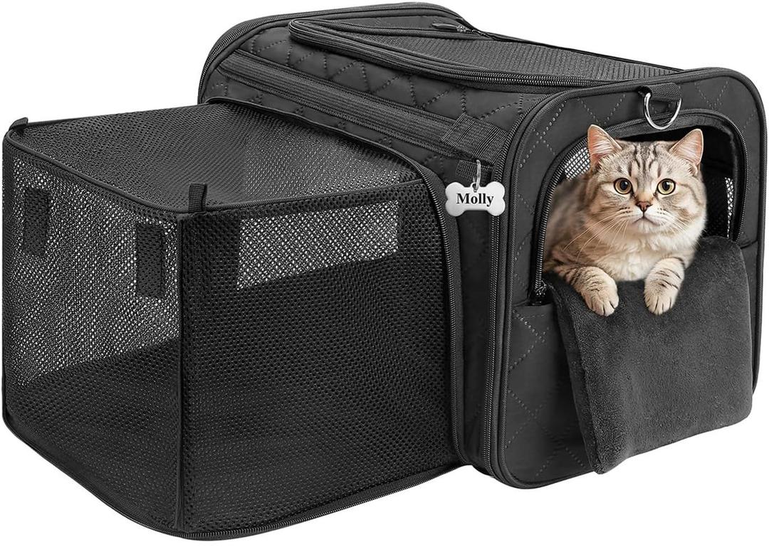 MIDOG Cat Carrier Soft for Small to Medium-Sized Cats,Up to 15 Lbs,TSA Airline Approved Soft Sided Pet Carrier,Collapsible Travel Cat Bag(Black)