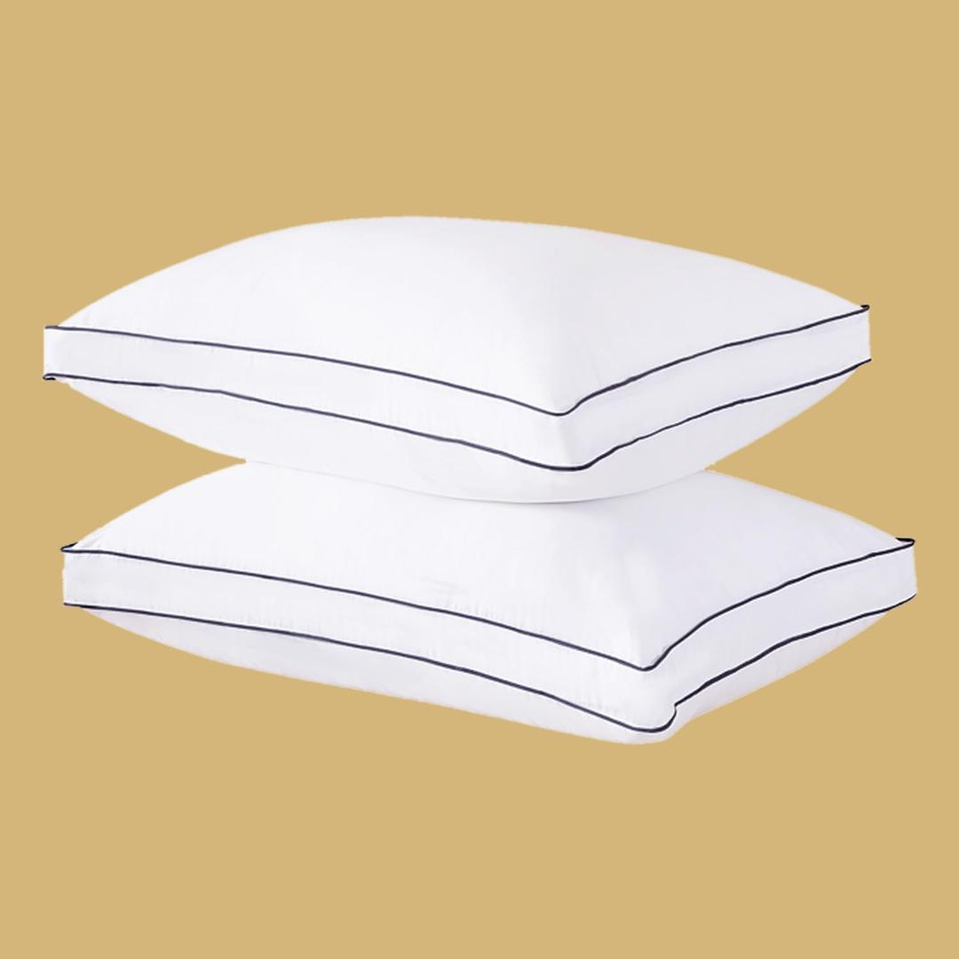 Goose Down Fiber Pillows, Gusseted Pillows King Size Set of 2, King 18*34