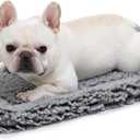 Stoutwool Indestructible Dog Bed - Fluffy Chew Proof Dog Crate Pad - Tough Kennel Pad for Aggressive Chewers - Washable, Ideal for Medium Breeds & Fits 30-Inch Crate - 29"x18", Charcoal