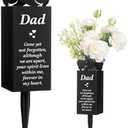 Geosar Father's Day Dad Memorial Stakes Grave Cemetery Decorations Metal Feather Cemetery Markers Plaque with Spike Flower Holder for Loss Loved Ones Burial Ground Lawn Yard Funeral Decor