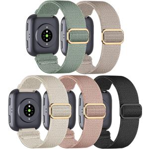 5 Pack Elastic Nylon Watch Band Compatible with Amazfit Bip 6/ Bip 5/Gtr 4/Gtr 3/Gtr 2/47mm/Balance, 22mm Elastic Watch Strap for Men and Women (Black/Starlight/Rose Pink/Cactus/Stone)