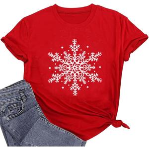 Christmas Shirts for Women Winter Short Sleeve Xmas Tee Tops