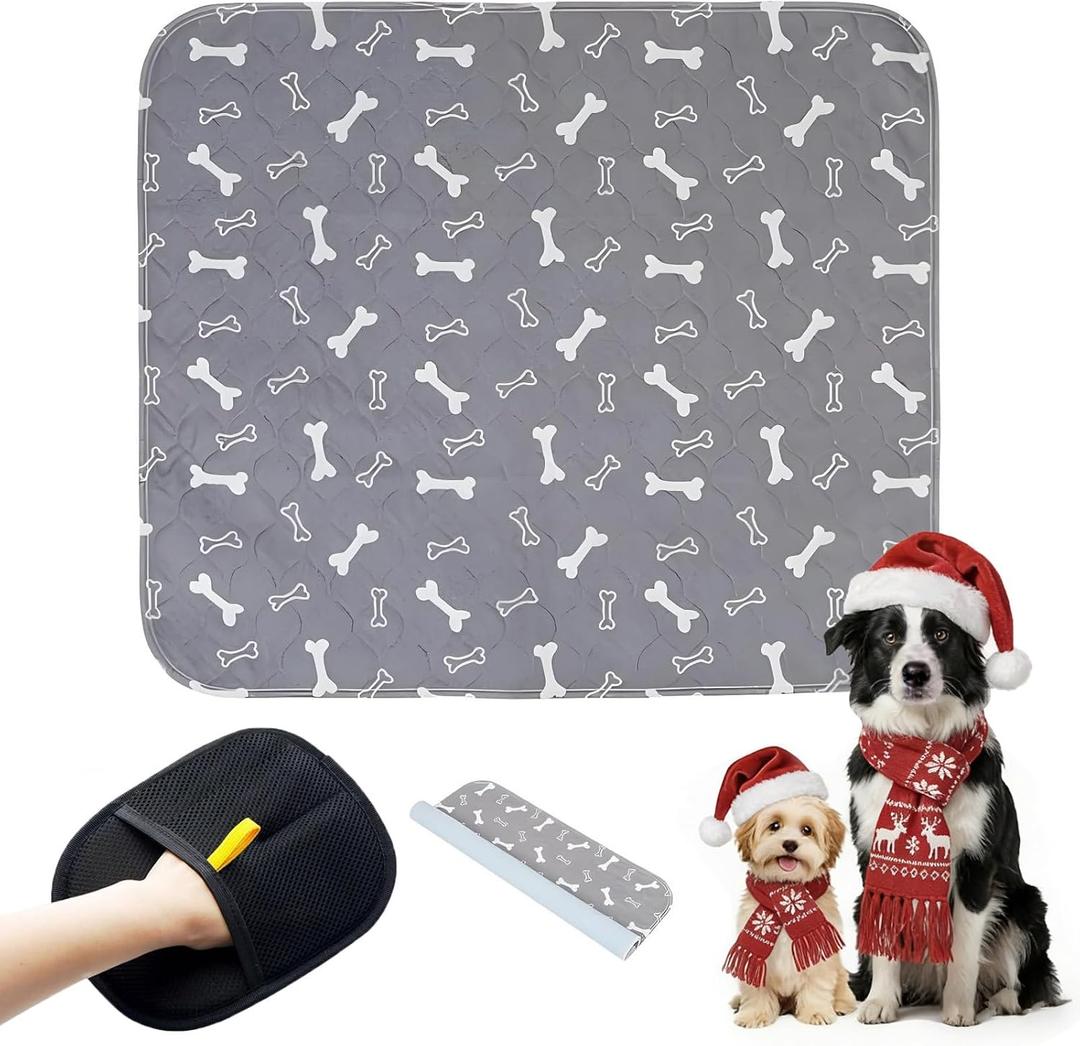 Puppy Pee Pads with Pheromones, Washable Puppy Training Pads for Dogs Reusable Puppy Potty Pads for Dogs and Cats(with Pet Hair Removal Gloves)