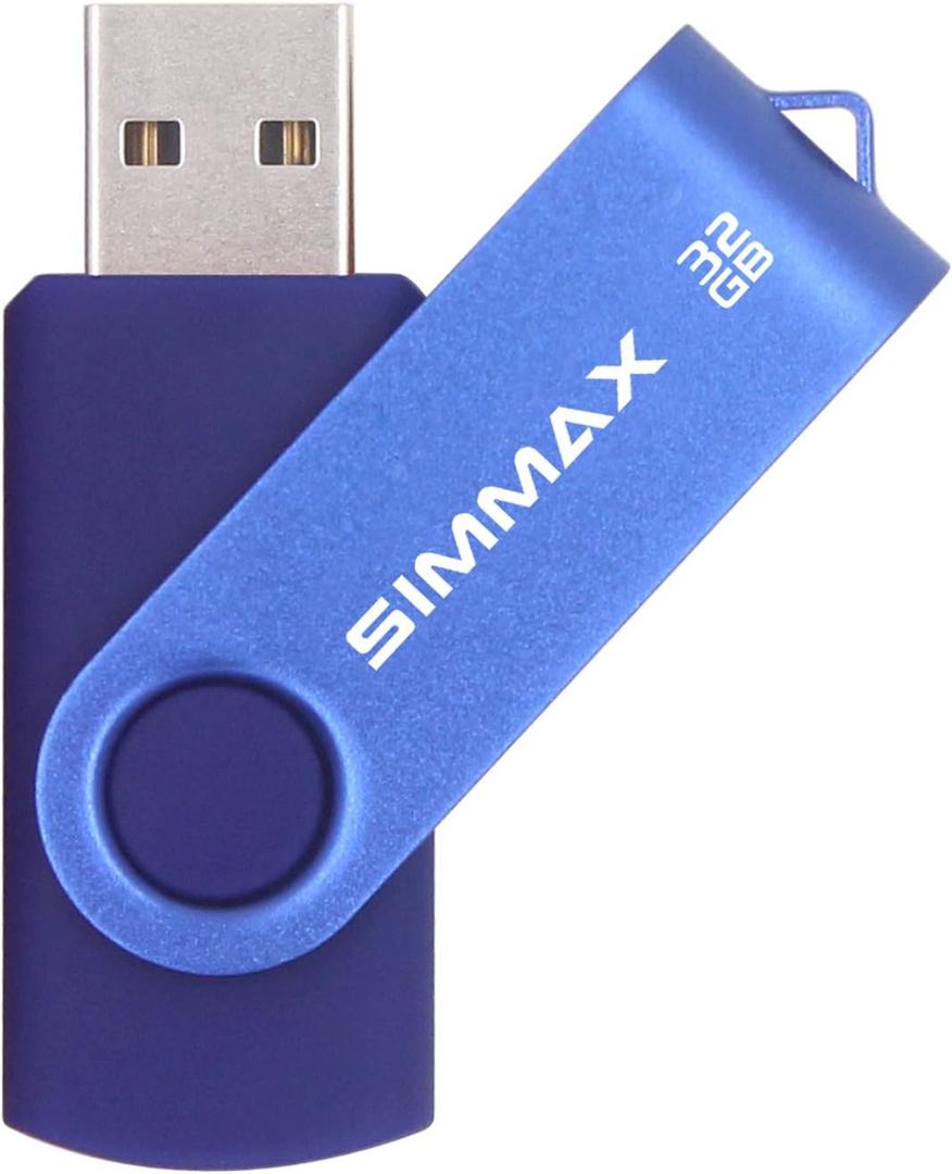 SIMMAX 32GB Memory Stick USB 2.0 Flash Drives Swivel Thumb Drive Pen Drive (32GB Blue)