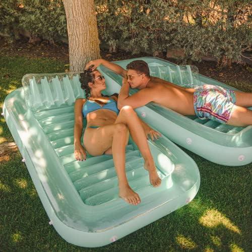 Float Joy Tanning Pool Floats Adult Inflatable Tanning Bed for Backyard Lake Floats Tanning Pool Lounger Sunbathing Pool