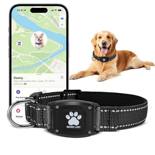 Myiwb GPS Dog Collar Tracker 2-in-1,Reflective Waterproof Pet Collar,iOS-Only,No Monthly Fees,Unlimited Range,Dog Tracking Collar Pet Tracker,for Small Medium Large Dogs(M (15"-20.5"), Black)