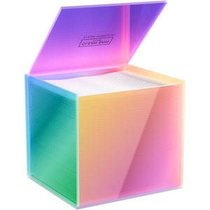 CLEAN SKIN CLUB Prism Box for Clean Towels XL Acrylic Bathroom Storage Organizer, Holds 50 Disposable Face Towels, Dust-Proof Countertop Container with Lid for Skincare & Vanity Organization