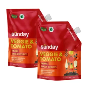 Sunday Garden Naturals Veggie + Tomato Plant Food Mix - Boost Growth in Vegetables, Tomatoes & Herbs - 5-4-4 NPK Mix - for Indoor & Outdoor Use - Feeds for 4-6 Weeks - 2 Pack, 2lb Mix