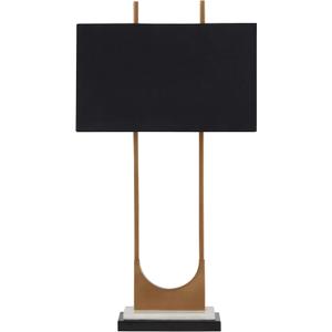 Signature Design by Ashley Malana 33" Contemporary Metal Table Lamp with Marble Base, Black & Brass