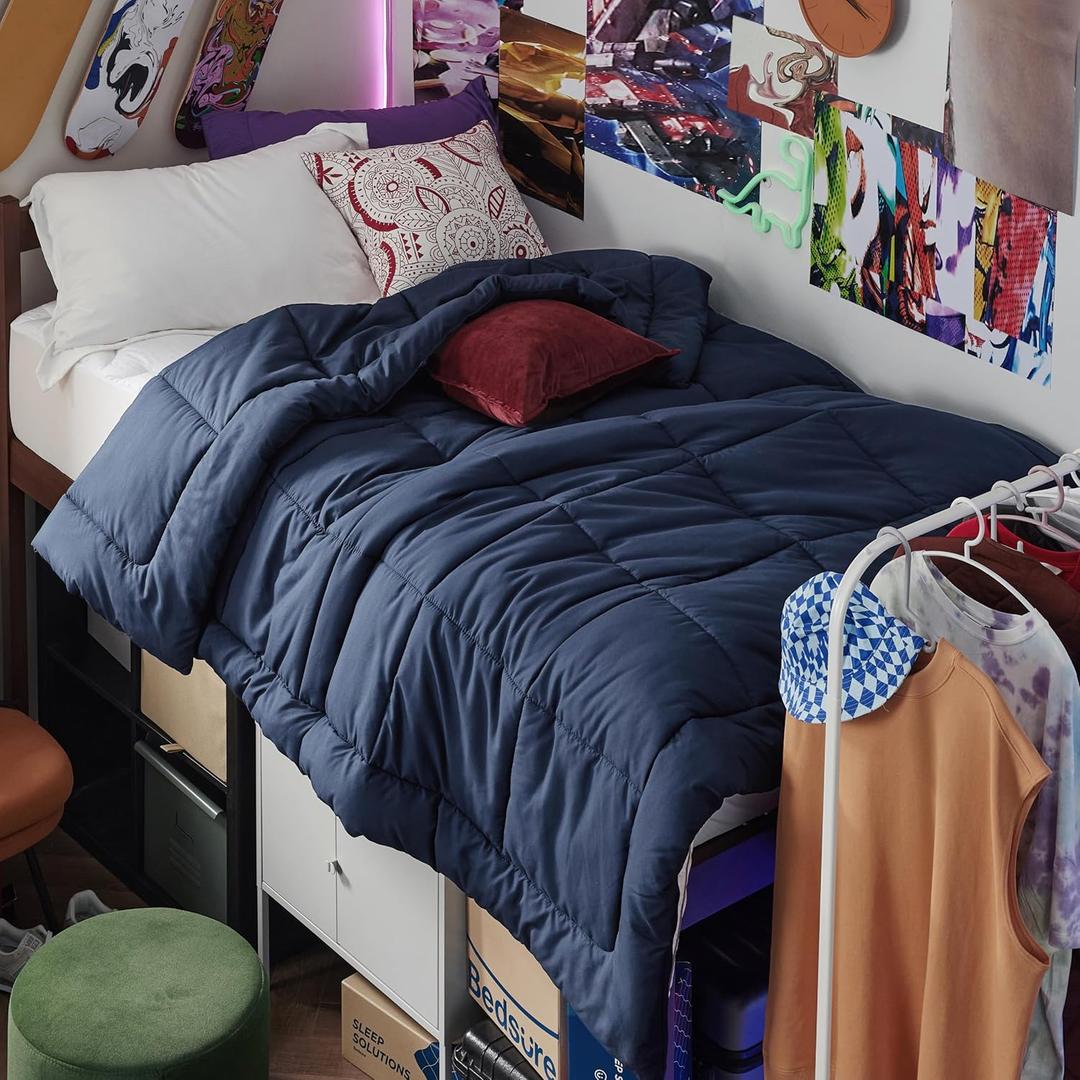 Bedsure Comforter Duvet Insert - Quilted Comforters Twin XL Size, All Season Duvet, GentleSoft Down Alternative Bedding, with 8 Tabs, Gifts for Women/Men, Navy Blue, Twin XL 92 x 68 Inches